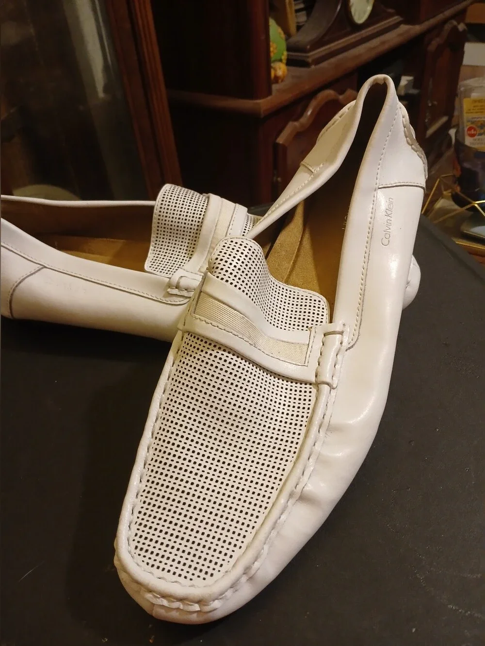 Men's White Calvin Klein Slip-On Loafers Sz 13